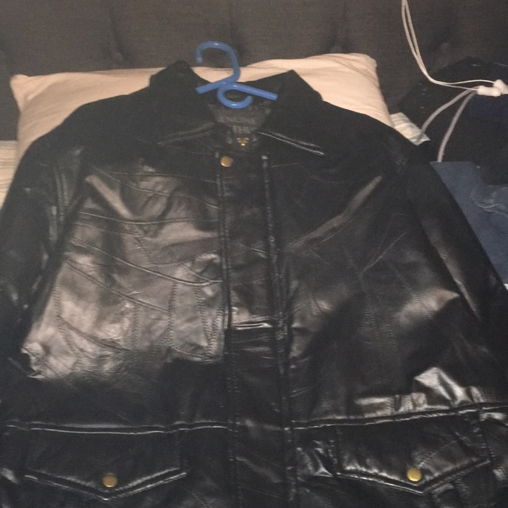 Black genuine leather size 2X